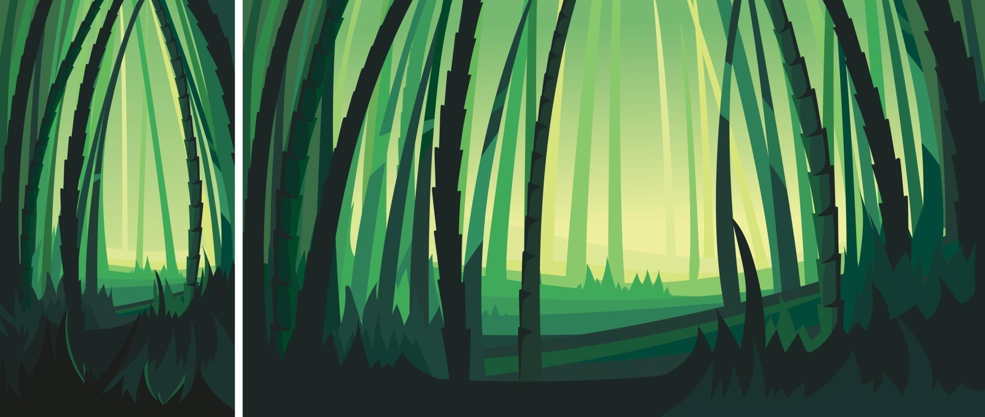 Landscape with bamboo trees. Nature scenery in vertical and horizontal orientation. vector