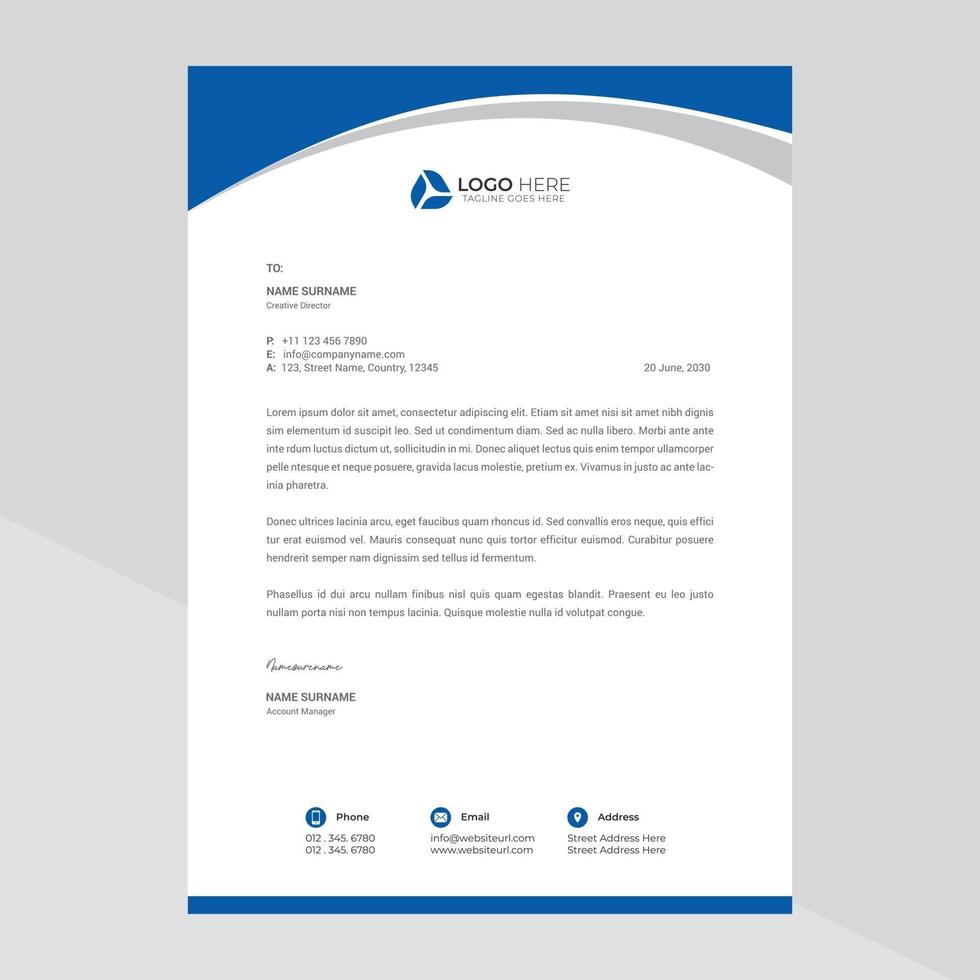 Elegant letterhead template design in minimalist style vector