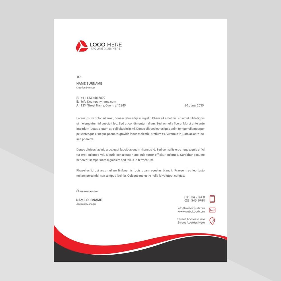 Modern company letterhead Free Vector