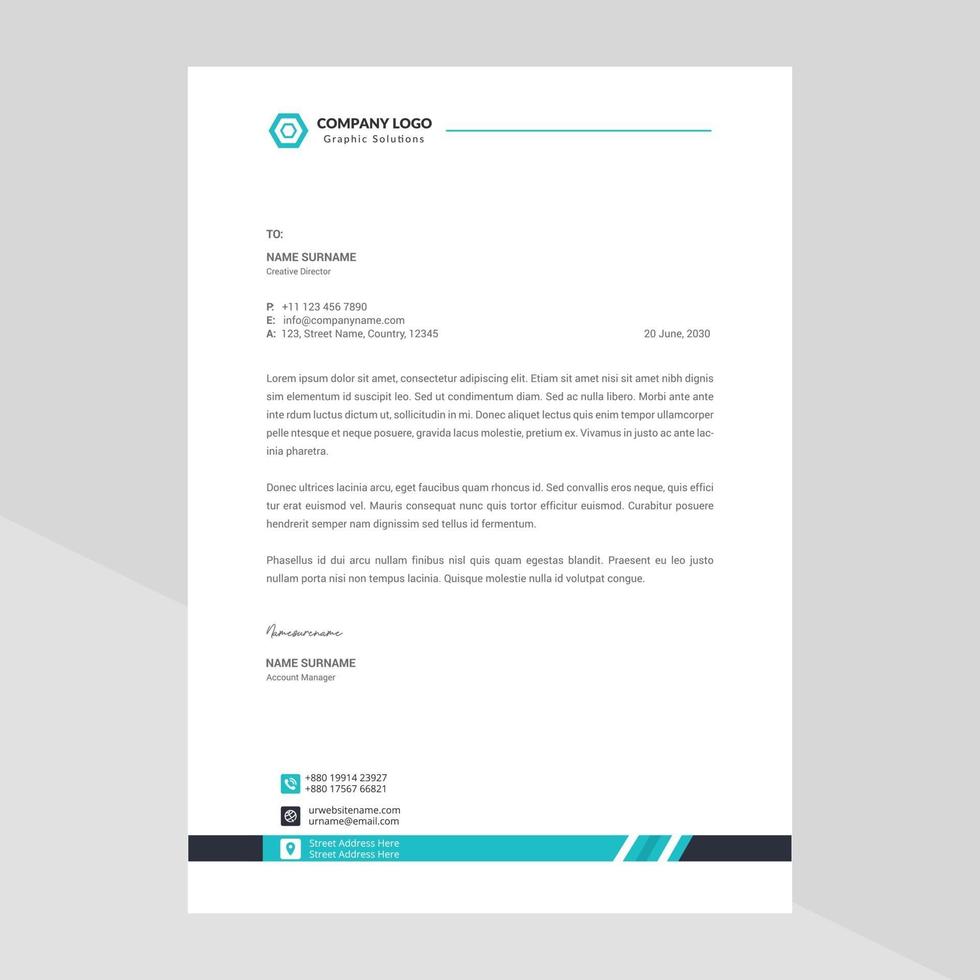 Elegant letterhead template design in minimalist style vector