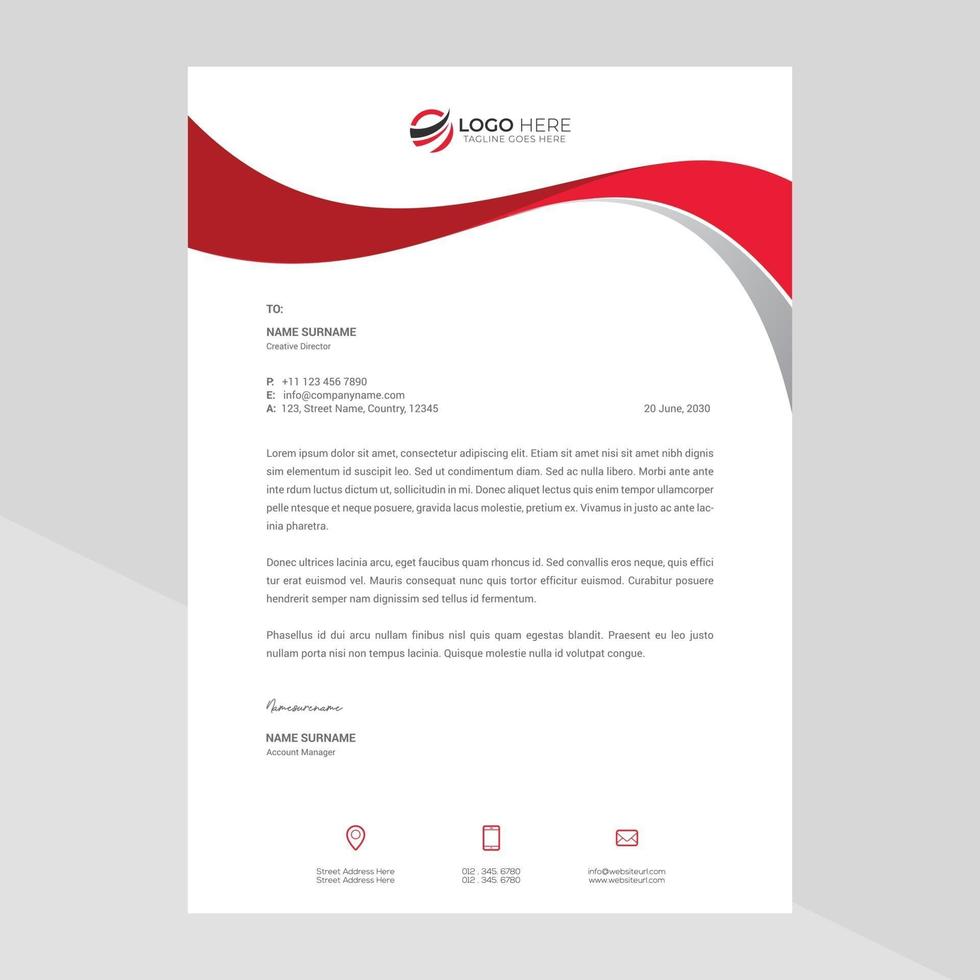 Elegant letterhead template design in minimalist style vector