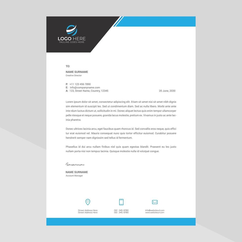 Elegant letterhead template design in minimalist style vector