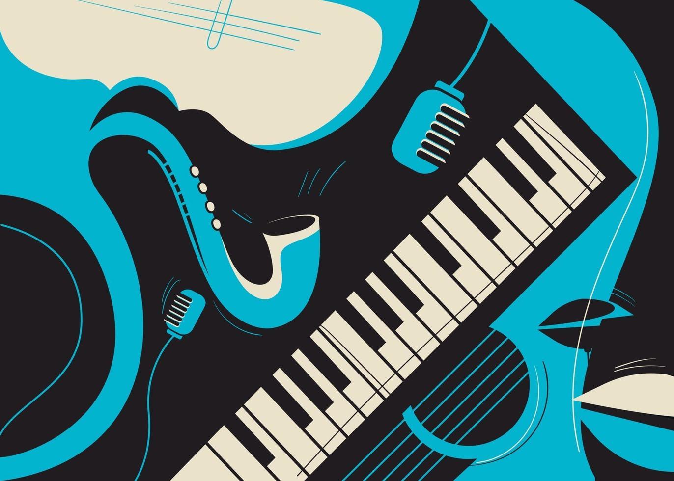 Banner template with saxophone and piano. vector