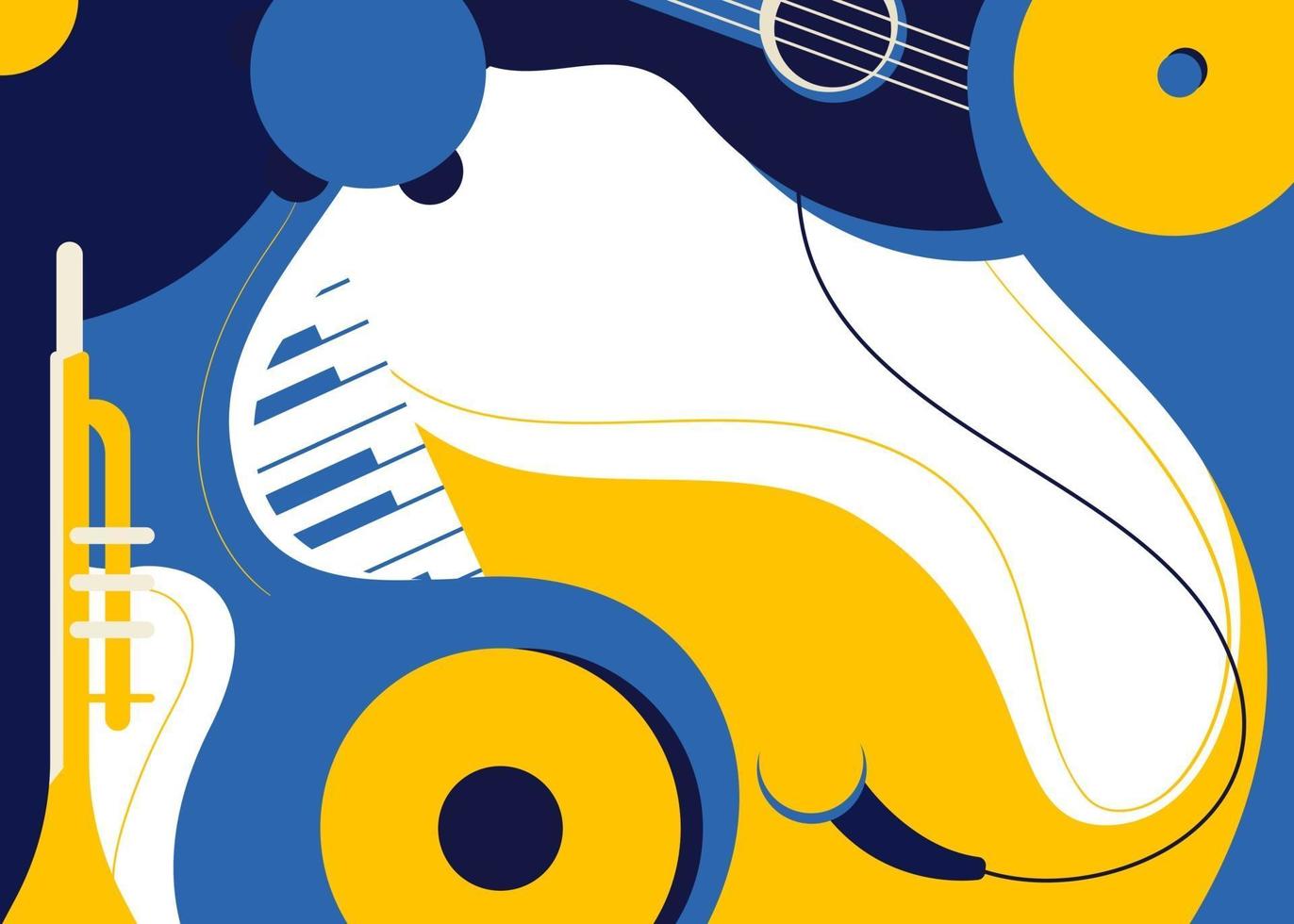 Banner template with trumpet and microphone. vector