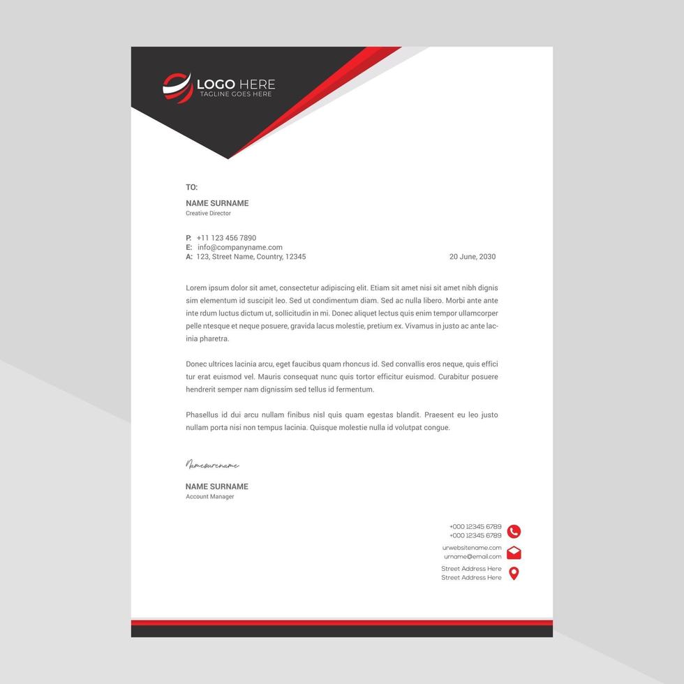 Modern company letterhead Free Vector