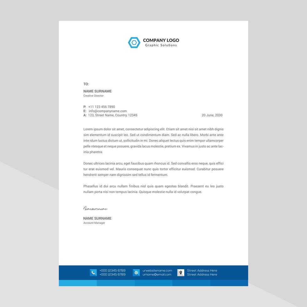 Elegant letterhead template design in minimalist style vector
