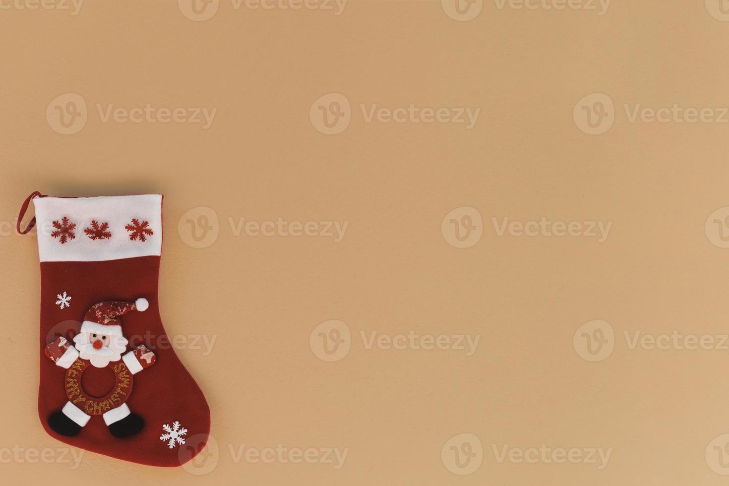 fondo de navidad con calcetín de navidad foto