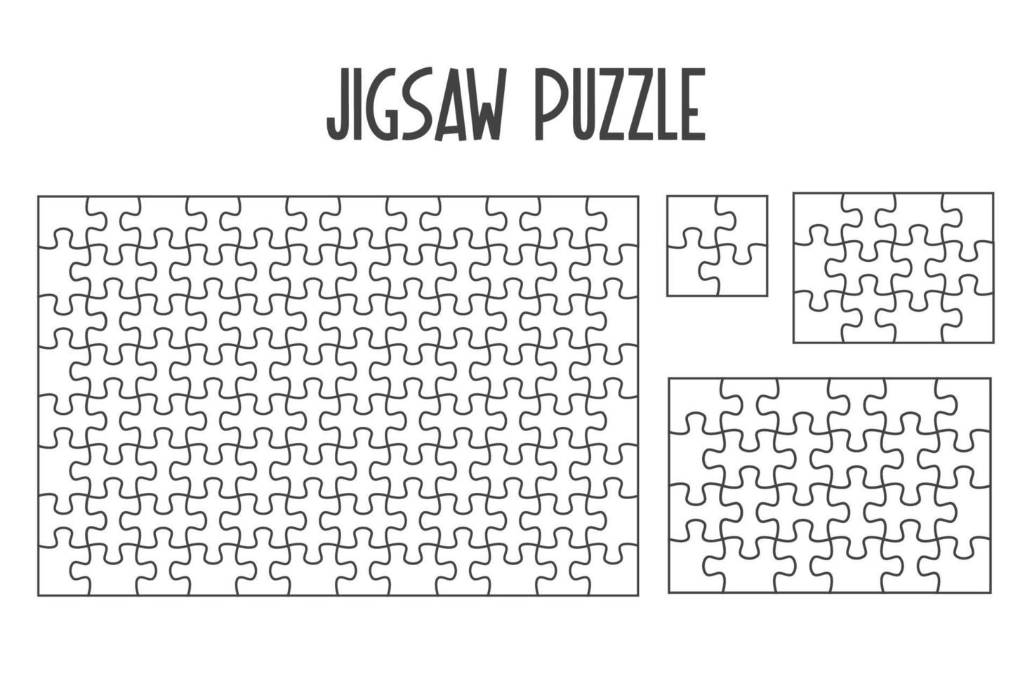 Mockup Jigsaw Puzzle for overlapping puzzles in the game per picture. isolate on white background. vector