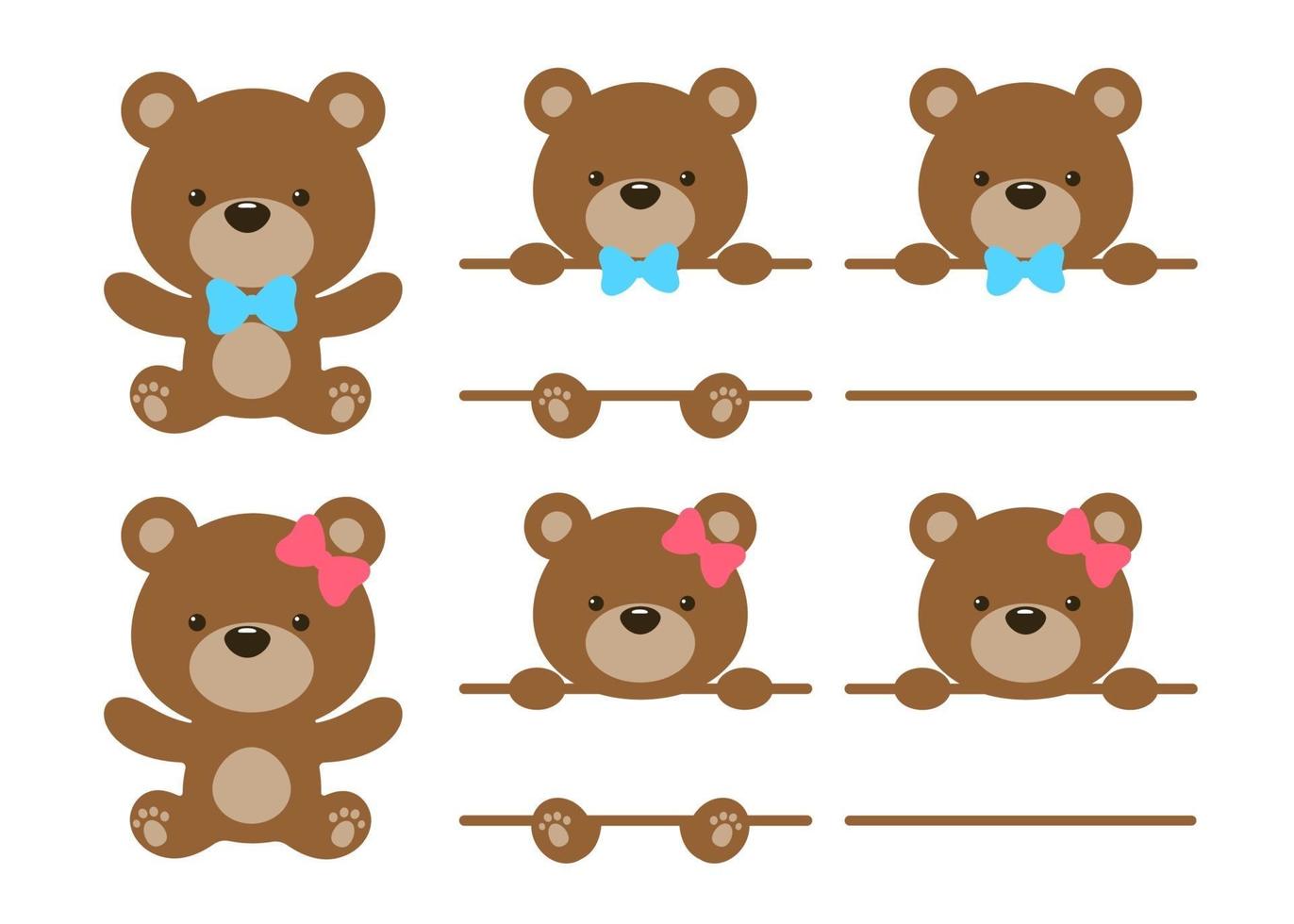 Vector teddy bear set