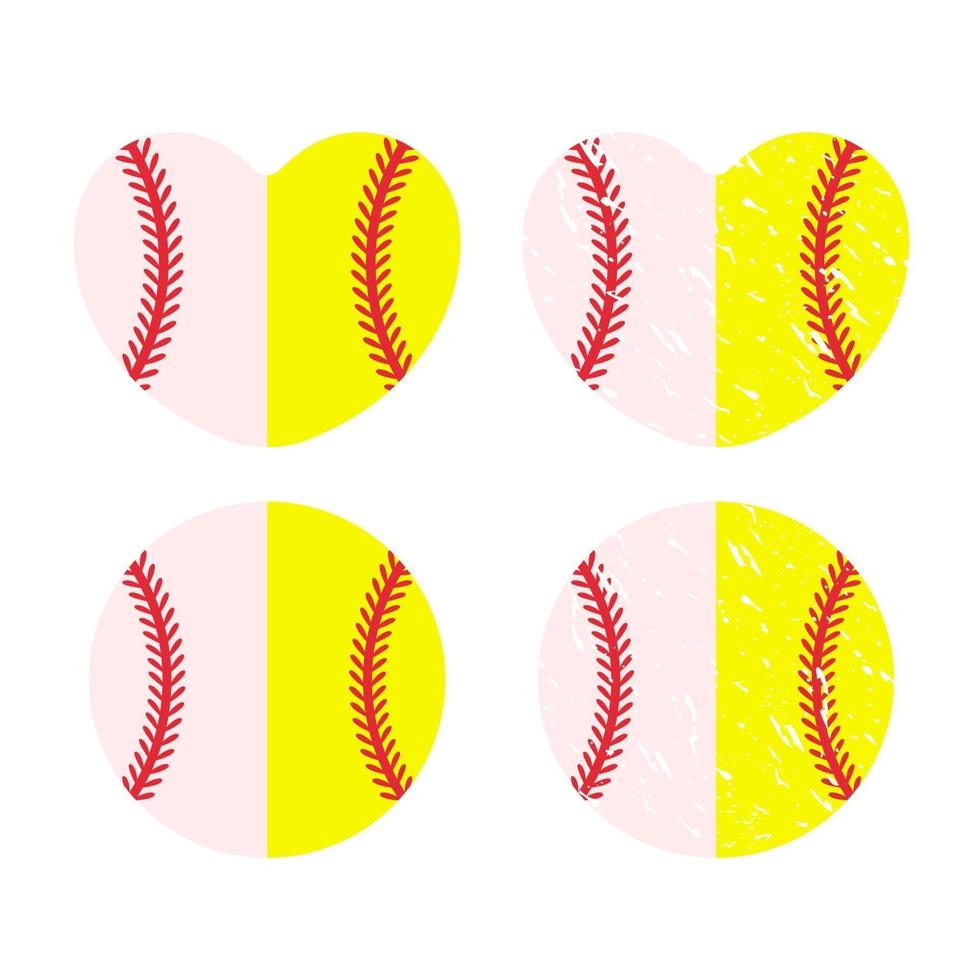 Beautiful red stitch baseball ball set vector