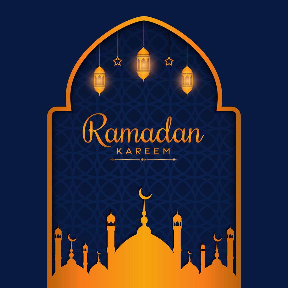 Beautiful ramadan background template with golden color vector