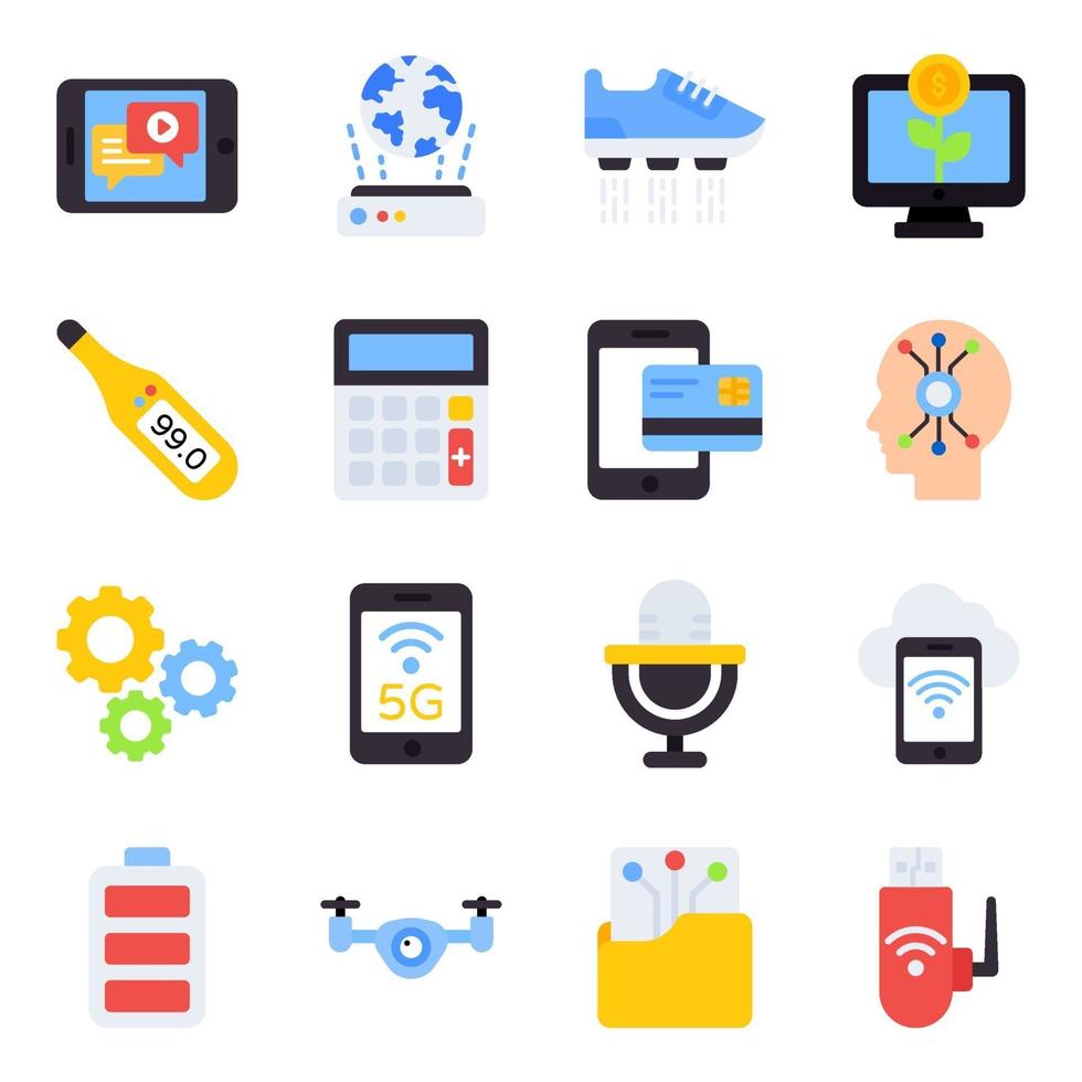 Pack of Devices Flat Icons vector