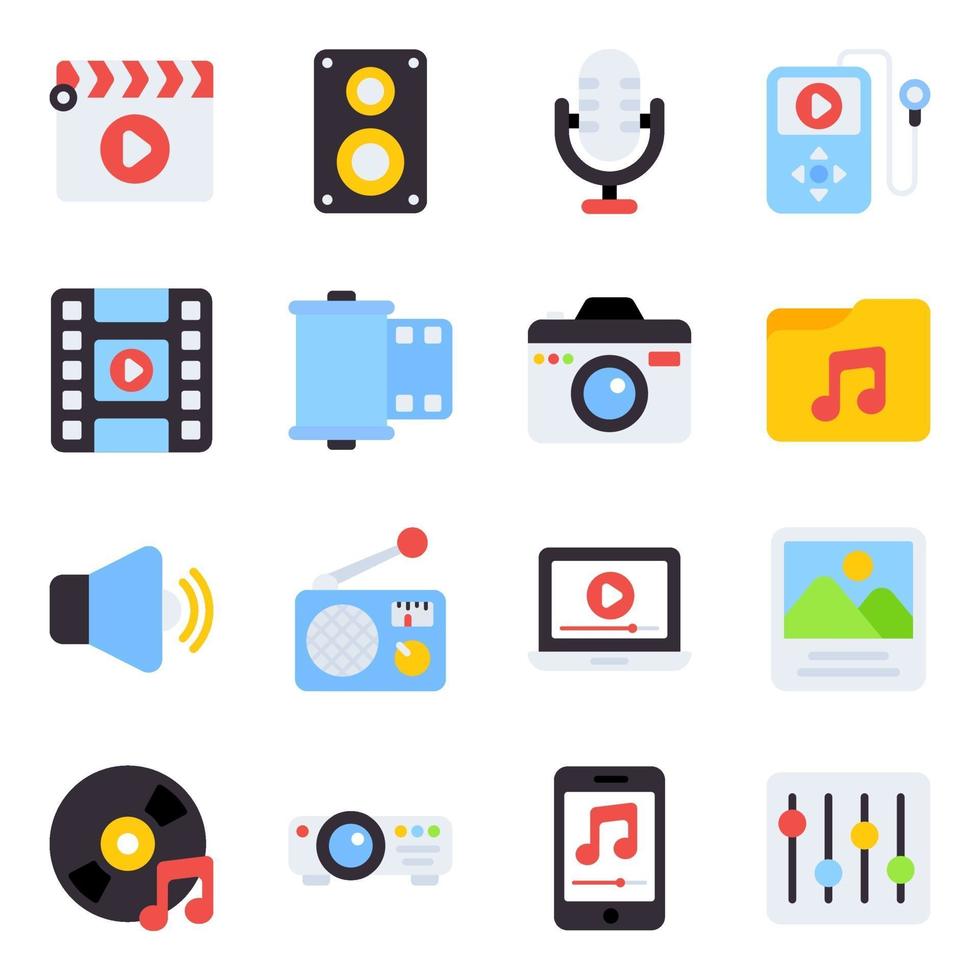 Pack of Music Flat Icons vector