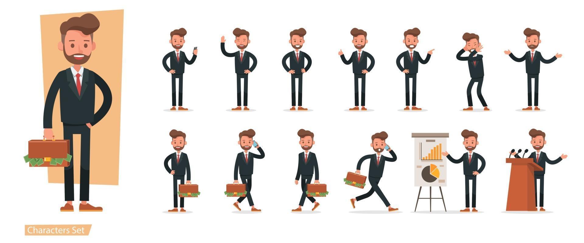 Set of Businessman characters vector