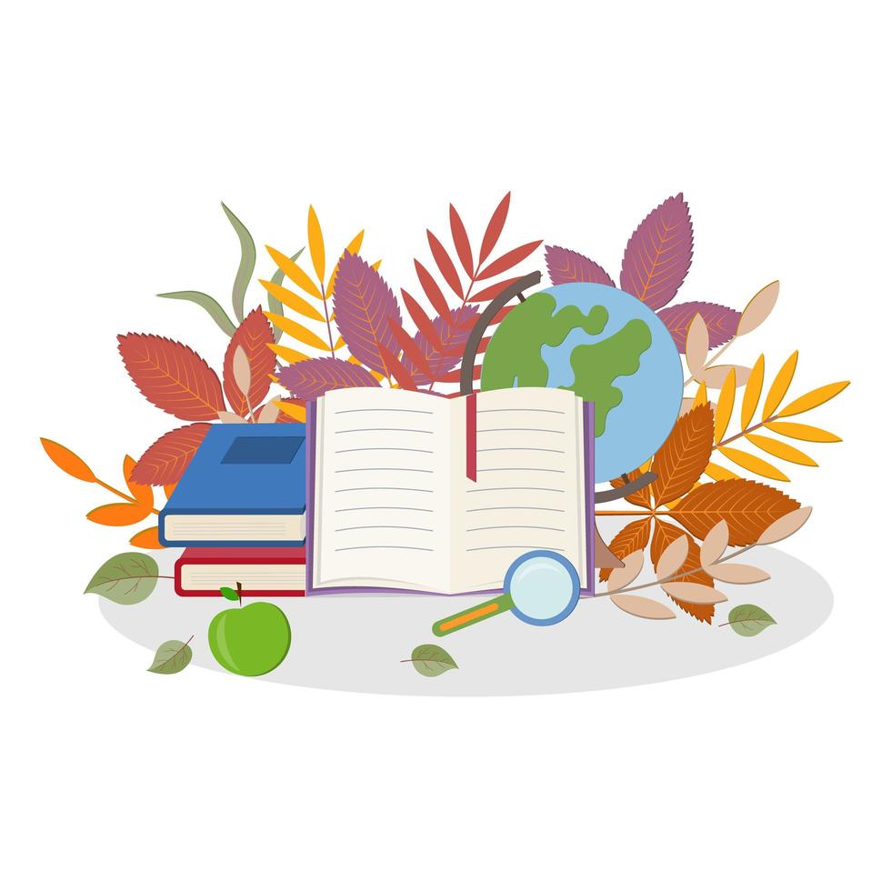 School materials with leaves vector