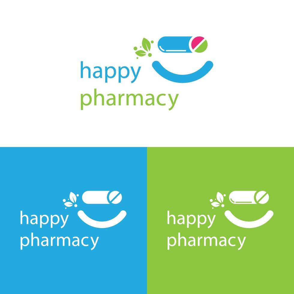 plantilla de logotipo de farmacia feliz vector