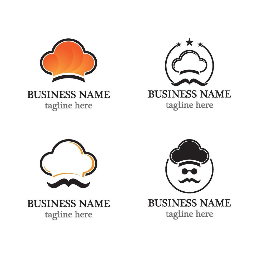 chef logo icon set design vector