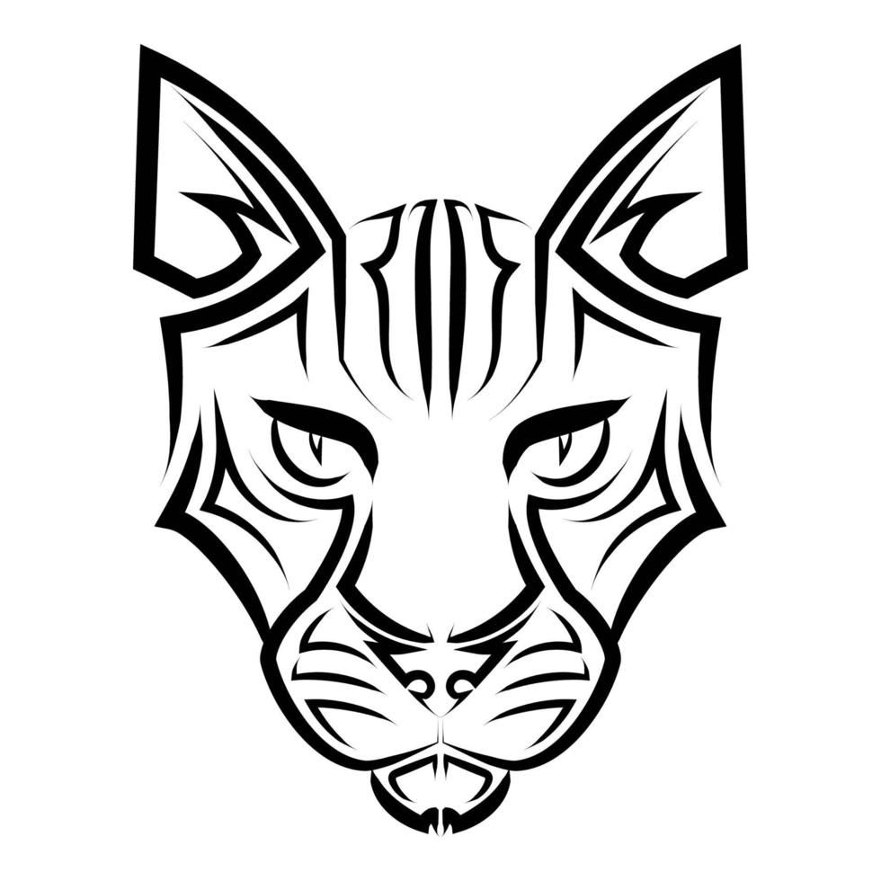 Black and white line art of cat head. Good use for symbol, mascot, icon, avatar, tattoo, T Shirt design, logo or any design you want. vector