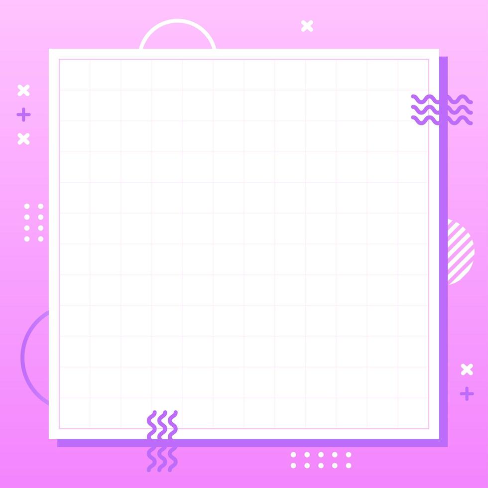 Pastel purple Memphis geometry style in square Scale. Creative abstract colorful background. Simple template for advertising with copy space for text. Trendy modern cute graphic design illustration. vector