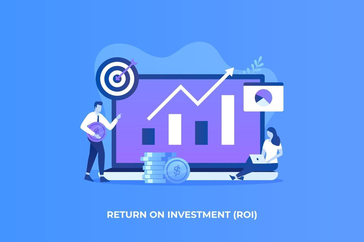 Flat illustration of Return on investment concept vector