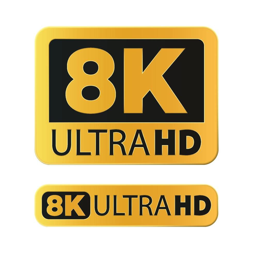 Icono de resolución 8k ultra hd aislado sobre fondo blanco, ilustración vectorial vector