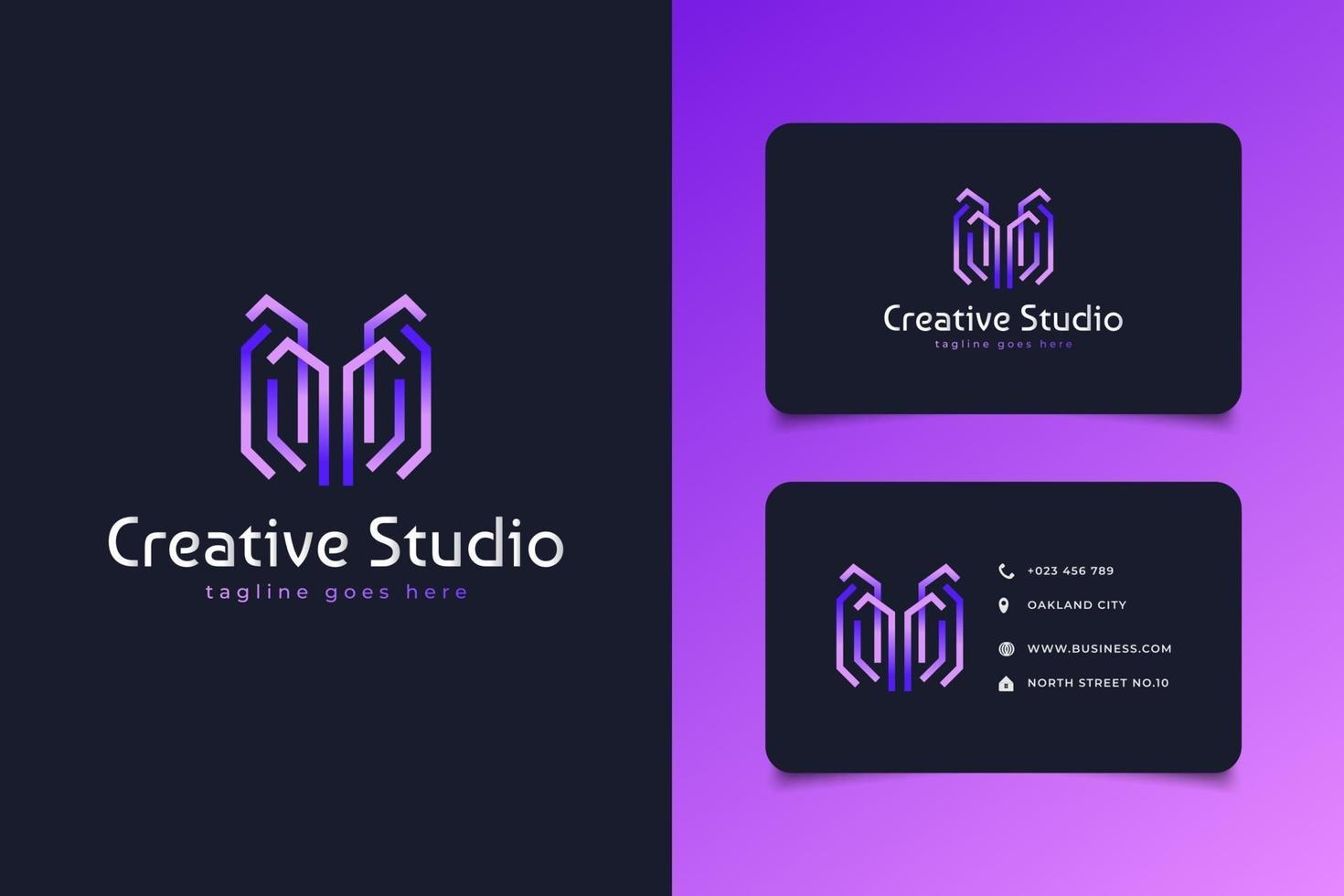 Abstract Letter M Logo in Purple Gradient and Line Style with Modern Concept vector
