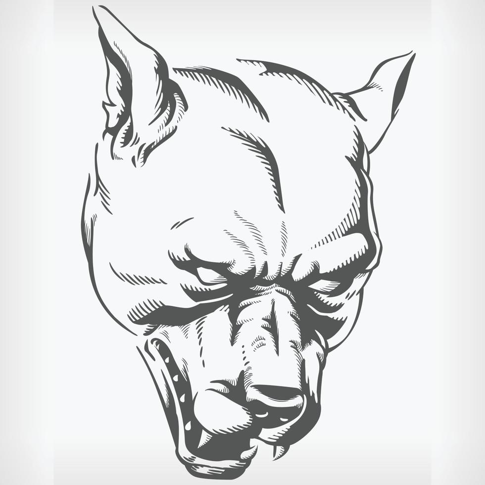 Silhouette Angry Dog Head Pitbull Stencil Hound Canine Vector Drawing