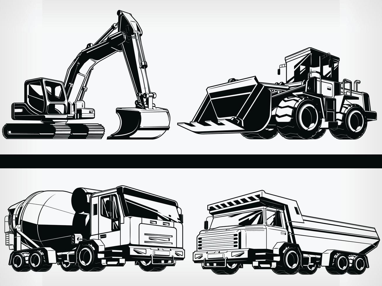 Silhouette Construction Machine Heavy Industrial Vehicle Stencil vector