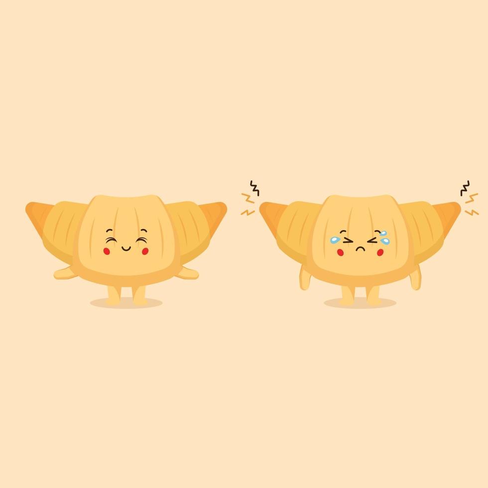 Cute Pastry Characters with Smiling and Sad vector