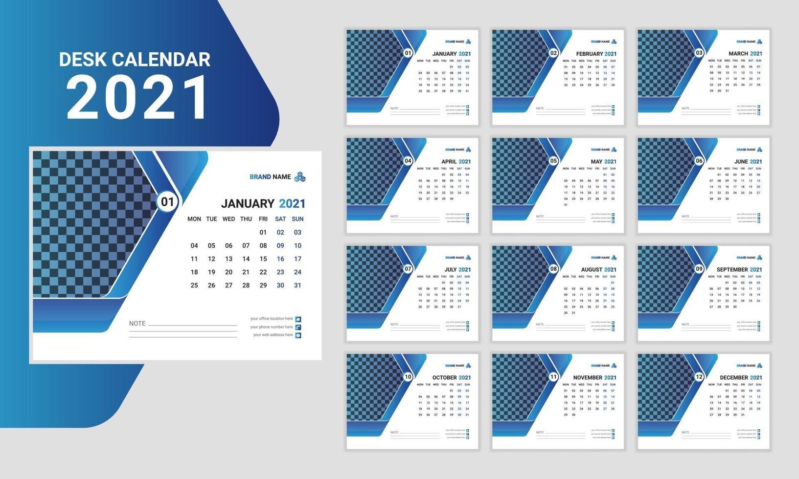 Plantilla de diseño de calendario de escritorio creativo profesional. vector