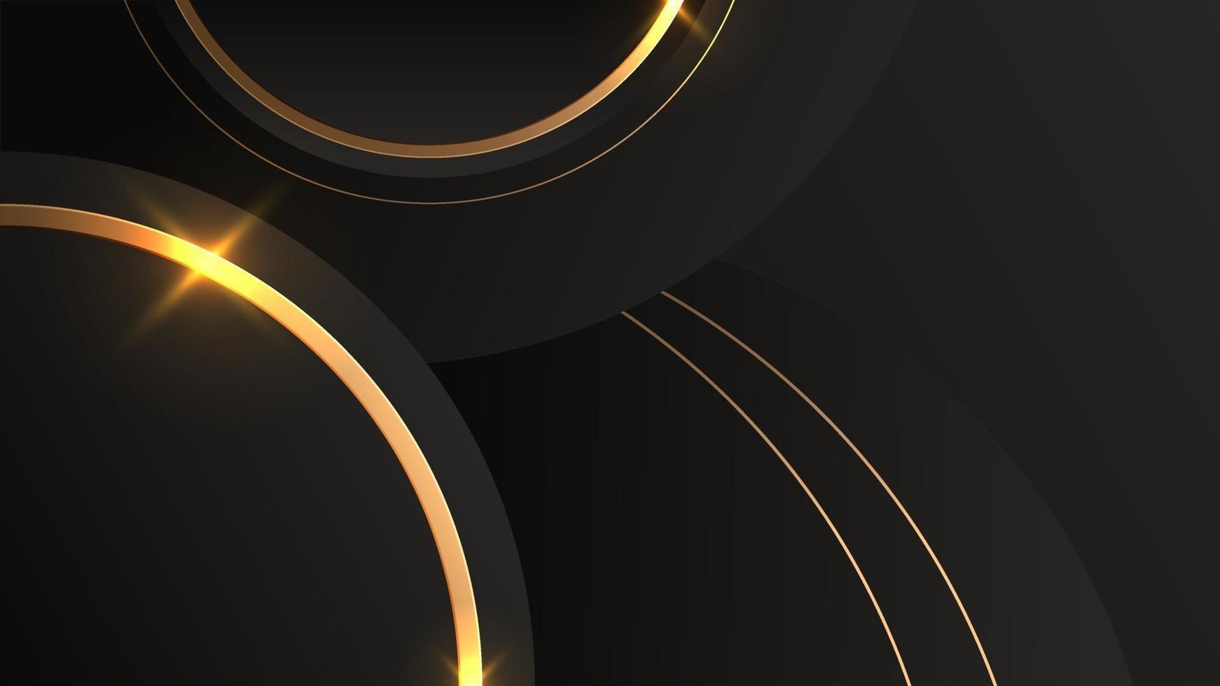 Luxury black and gold background. Abstract elegant rounded backdrop. vector