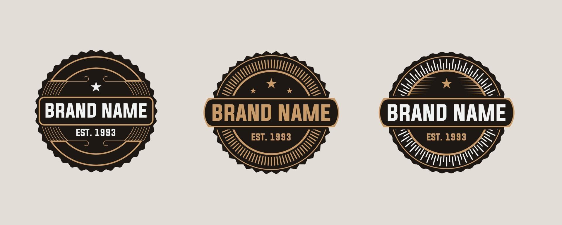 nombre de la marca establece insignias de logotipo vintage. Elegante emblema de etiqueta retro inspiración para el diseño del logotipo. vector