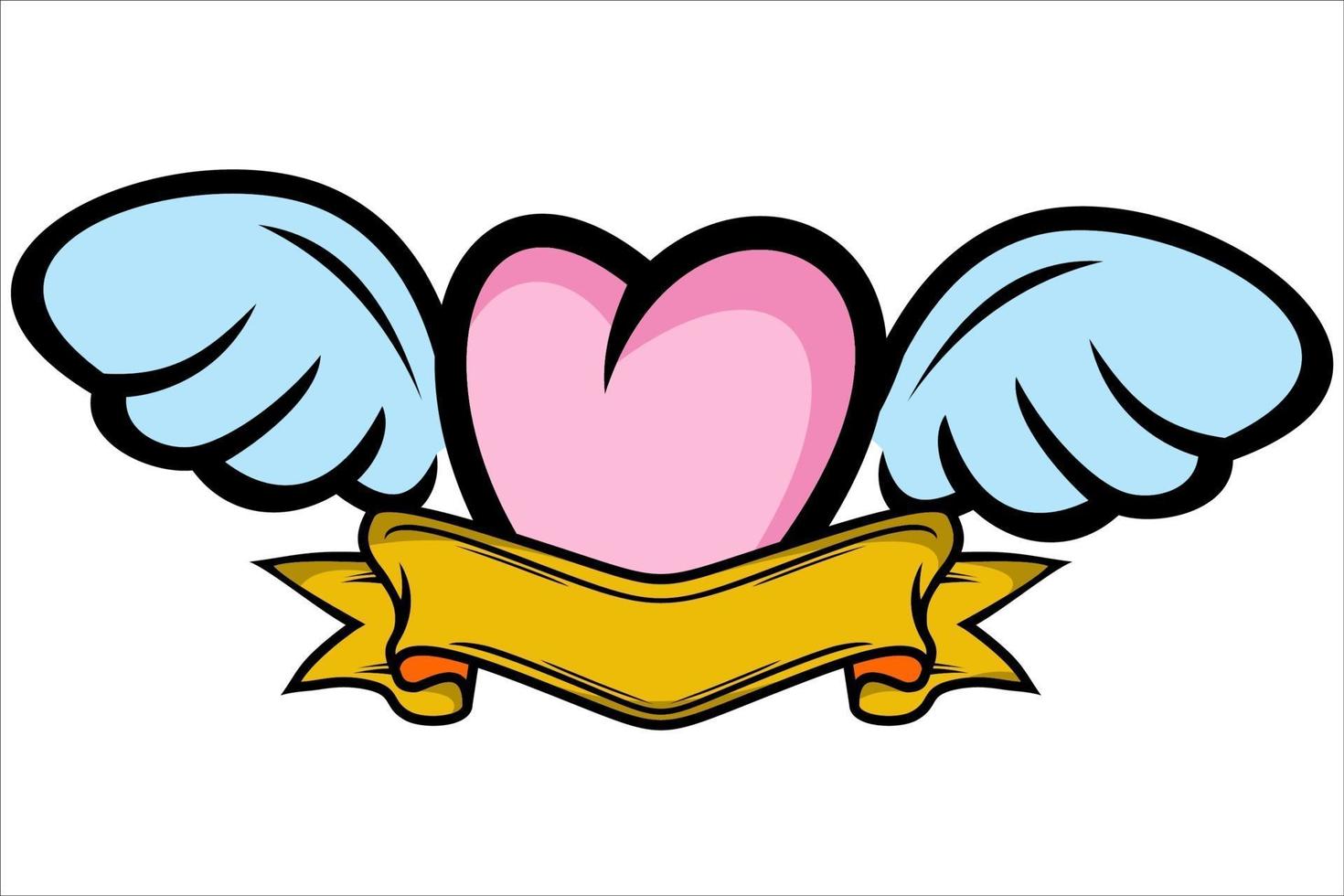 Cute Winged Heart. heart with wings vector