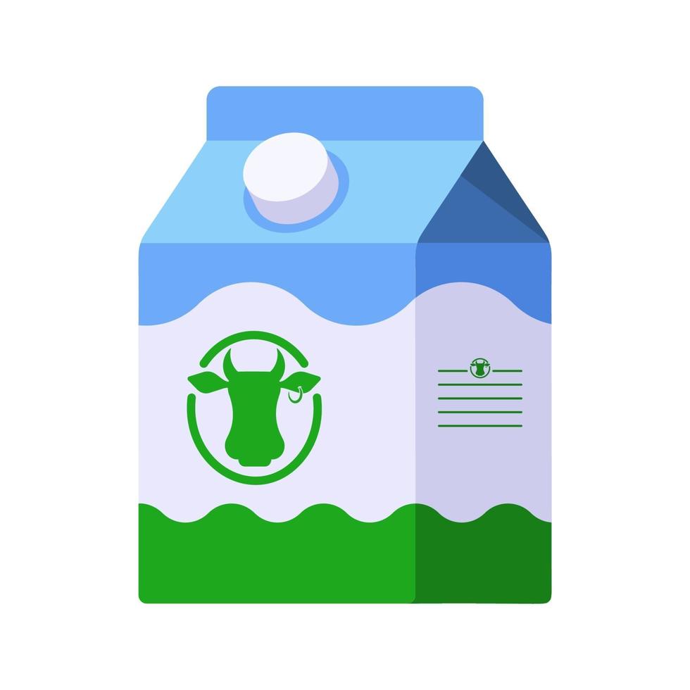 icono de estilo plano de leche en paquete de cartón pequeño aislado sobre fondo blanco vector