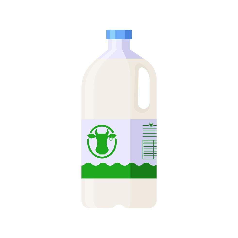 Botella de plástico de estilo plano de leche icono aislado sobre fondo blanco. vector