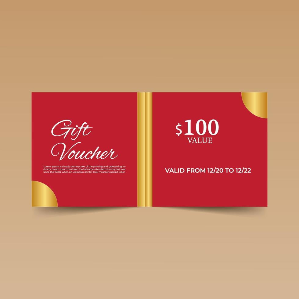 Red  Gift Voucher Design Template vector