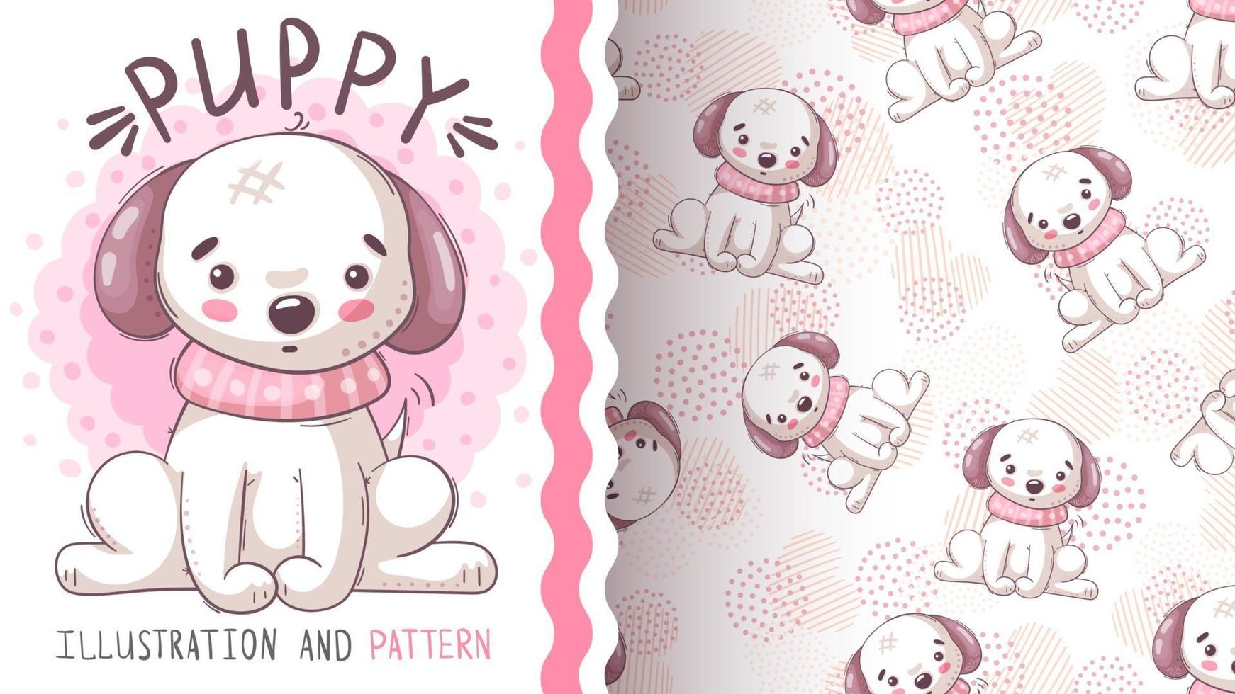 Adorable cartoon character dog - seamless pattern vector