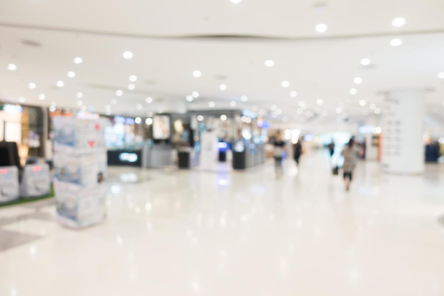 Desenfoque del interior del centro comercial y la tienda minorista para el fondo foto