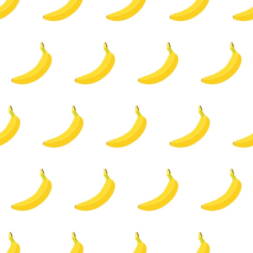 Vector seamless pattern with whole yellow ripe banana isolated on white background