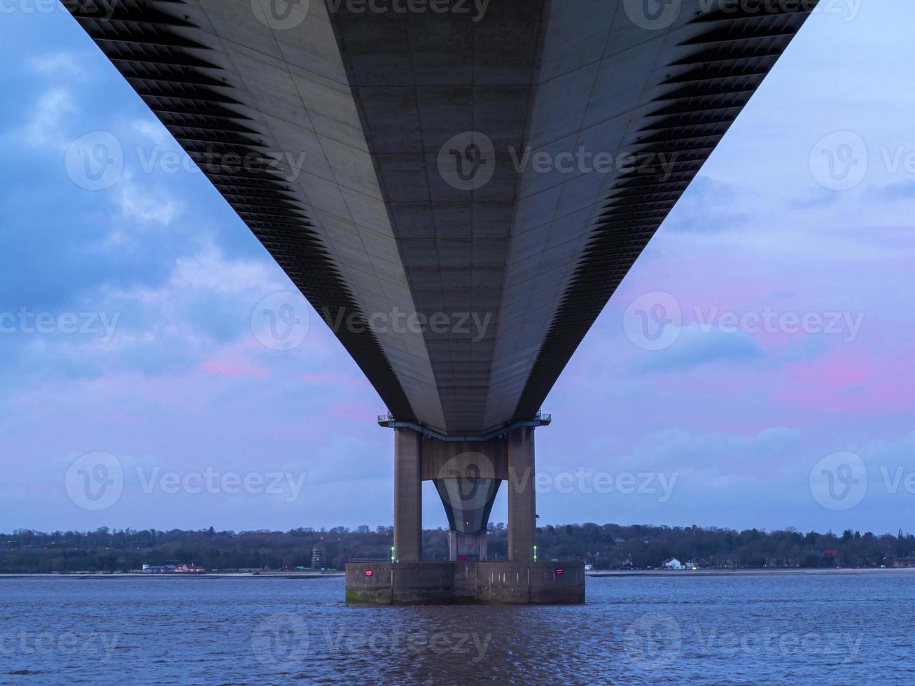 The Humber Bridge seen from below, North Lincolnshire, Englad photo