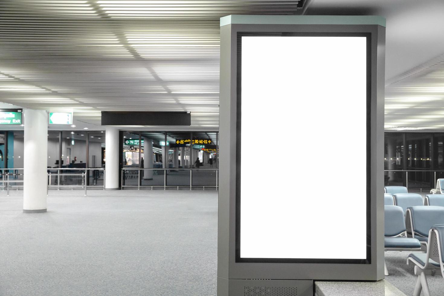 Blank billboard in the airport and background blur photo