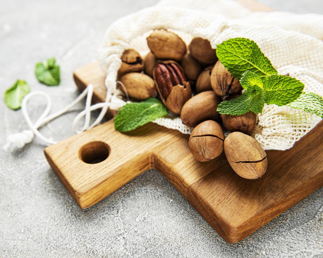 Pecan nuts on table photo