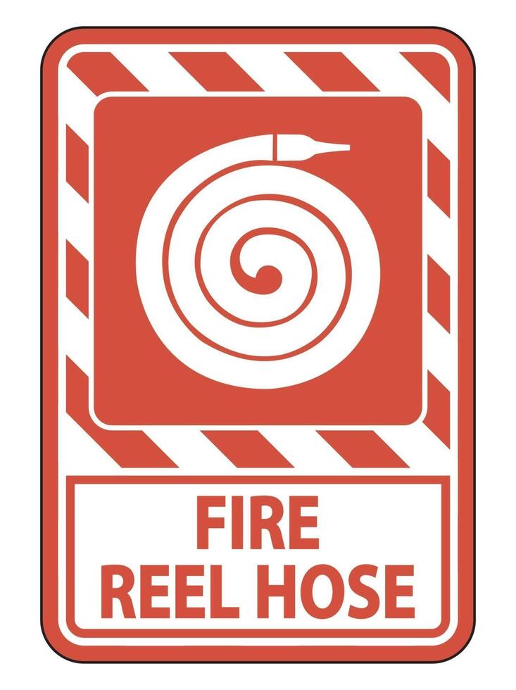 Signo de manguera de carrete contra incendios sobre fondo blanco. vector