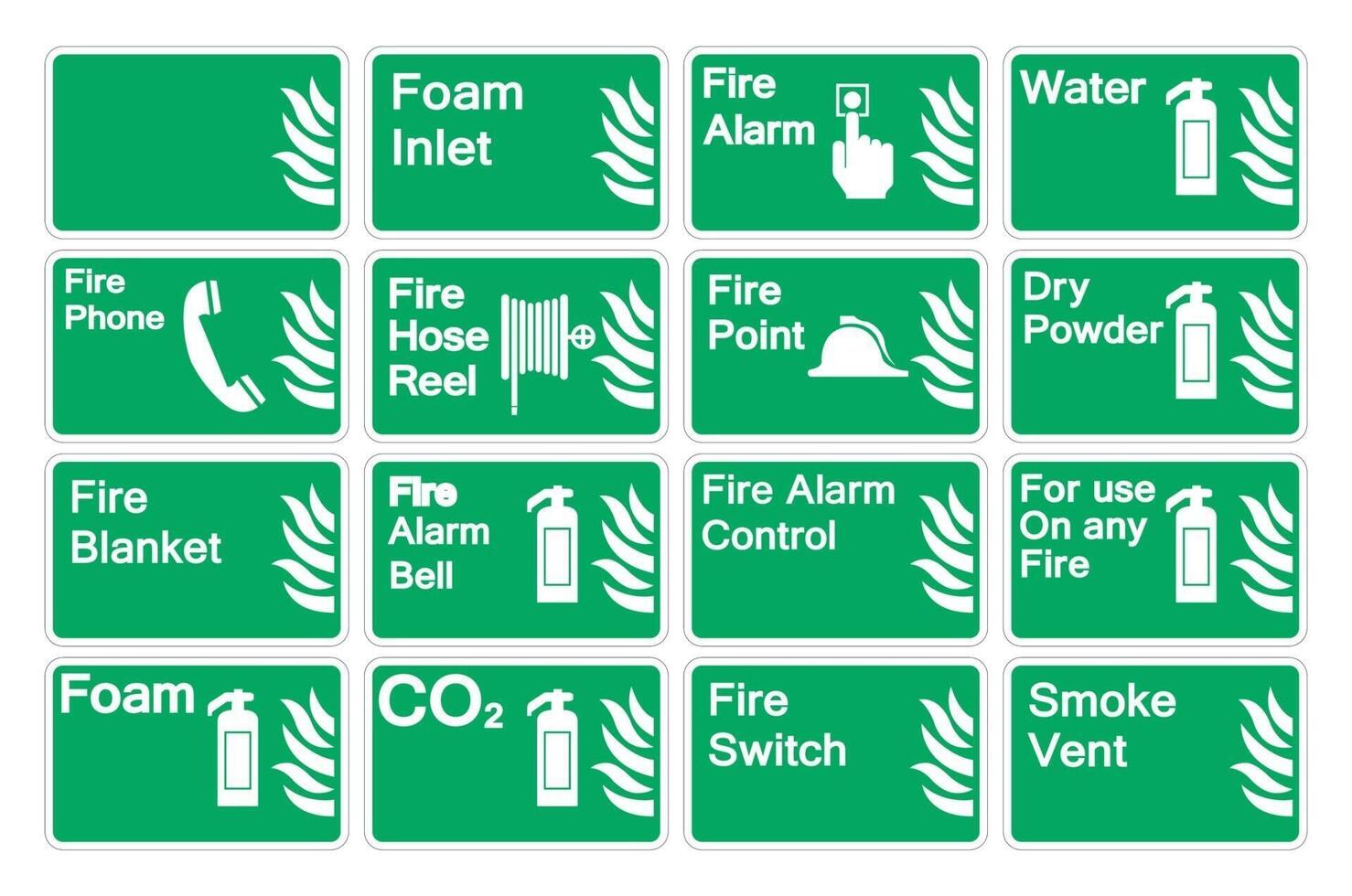 Set Fire Symbol Sign board on white background,vector illustration vector