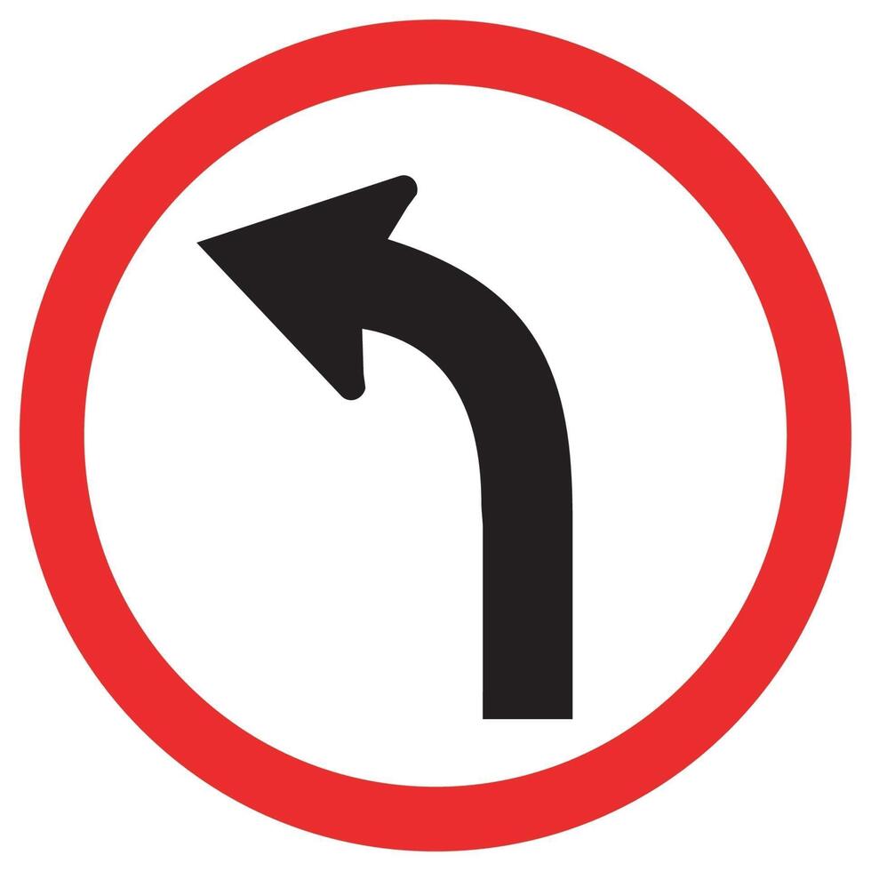 Curve Left Traffic Road Sign vector