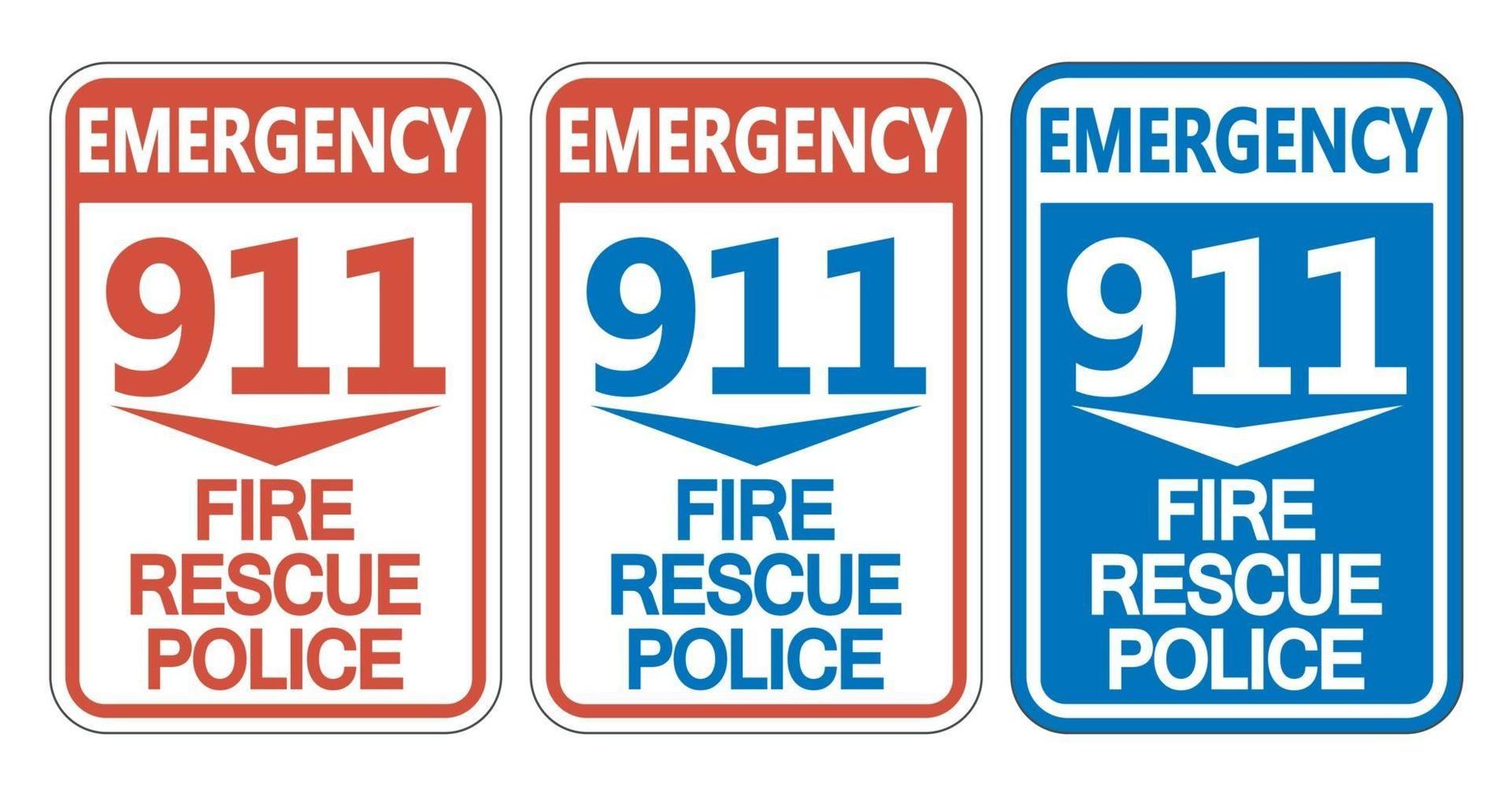 911 Fire Rescue Police Sign Set vector