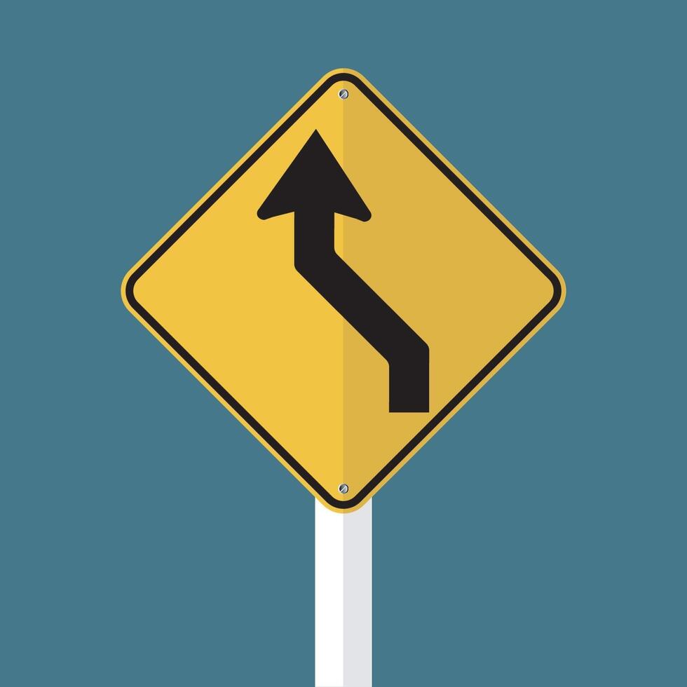 Curved Left Traffic Road Sign vector
