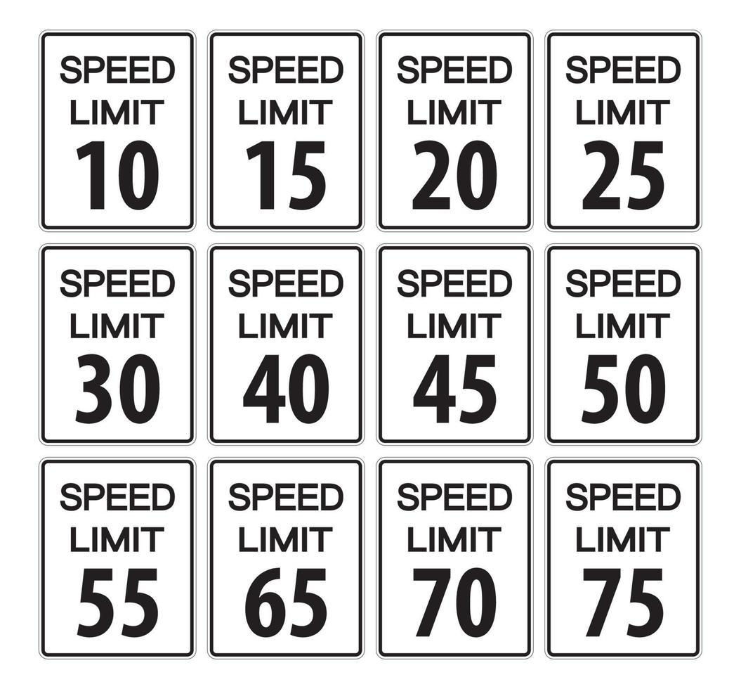 Speed Limit Sign Set vector
