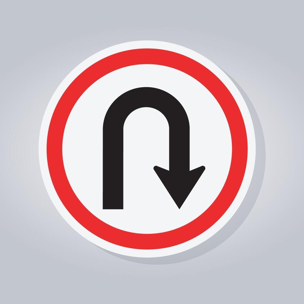 U-Turn Left Traffic Road Sign vector