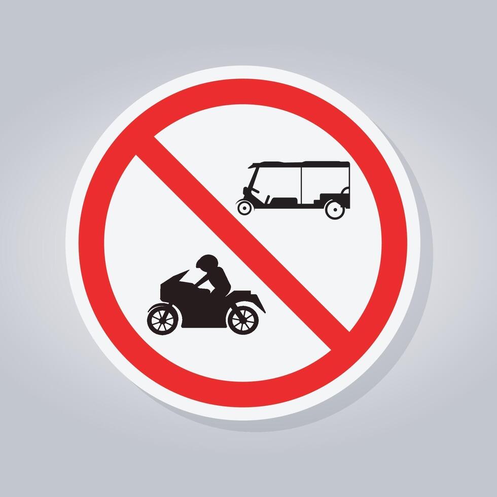 No Tuk Tuk Thailand Or Rickshaw Three Wheeled Tricycle,Motorcycles,Traffic Sign vector